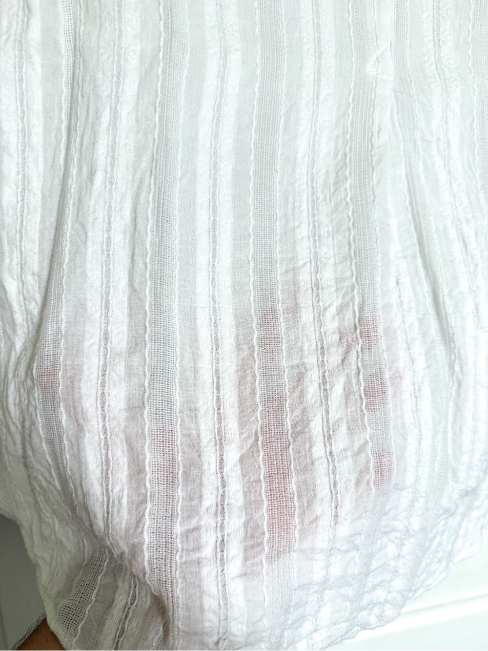 Vince White Shirred Neck Pintuck Stripe Popover Blouse - Picture 3 of 9